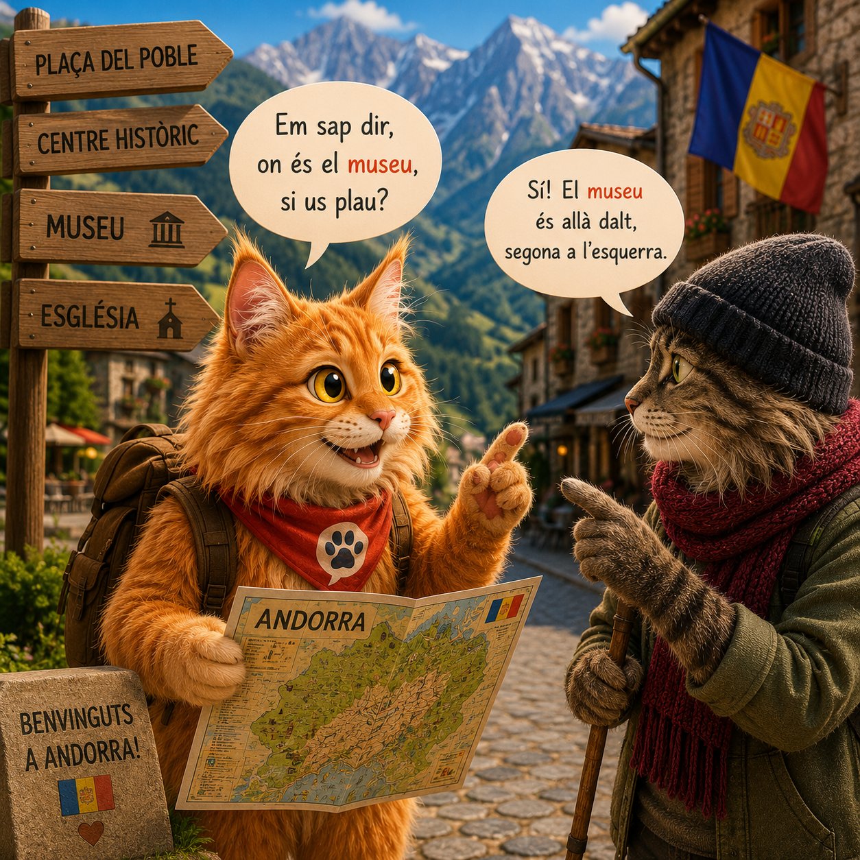 Nemo asking a local for directions to the museum in Andorra